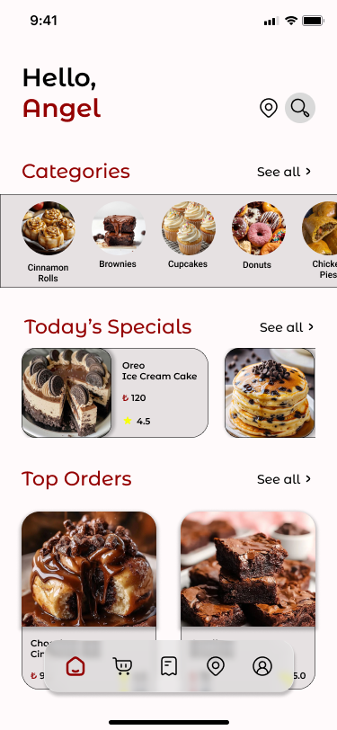Crave Angel Bakes Home Page screen
