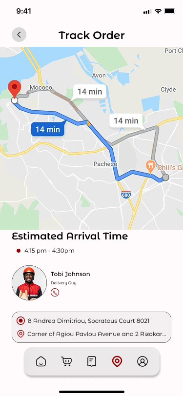 Crave Angel Bakes Tracking screen