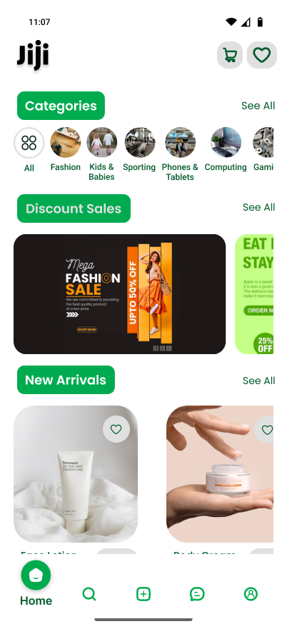 JIJI Redesigned Home screen