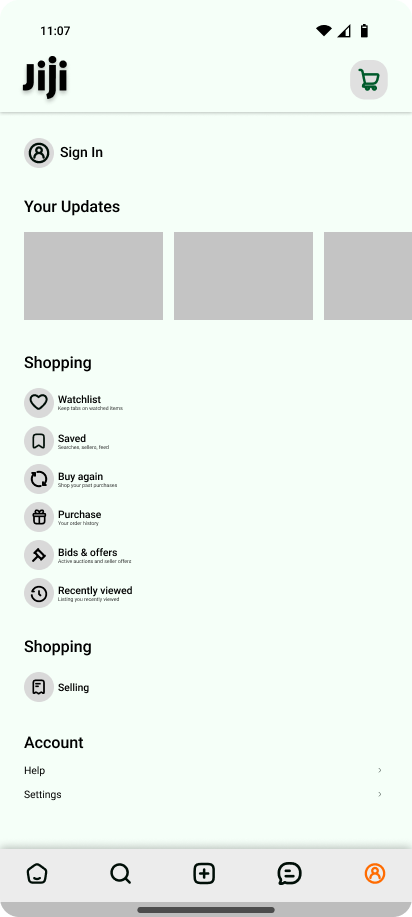 JIJI Redesigned Home wireframe