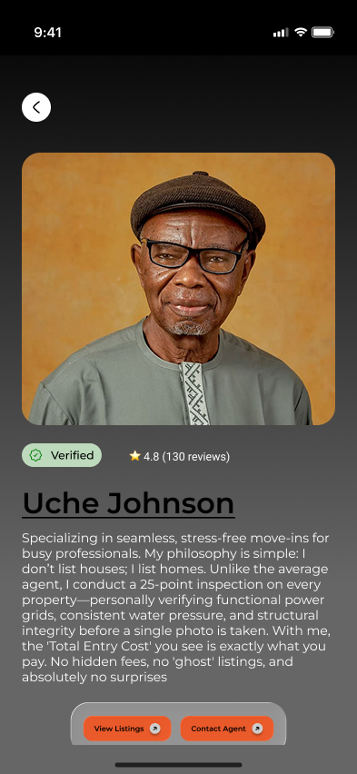 Shelter Naija Agent's Profile screen